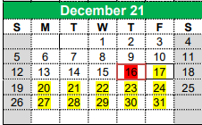 District School Academic Calendar for Kerens School for December 2021