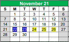 District School Academic Calendar for Kerens School for November 2021