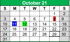 District School Academic Calendar for Kerens School for October 2021