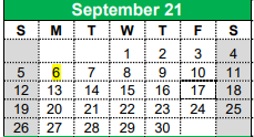 District School Academic Calendar for Kerens School for September 2021