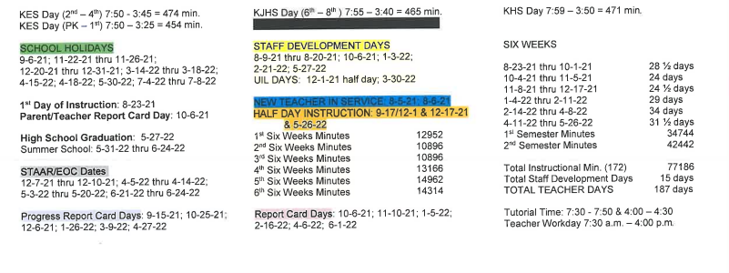 District School Academic Calendar Key for Kermit High School