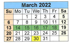 District School Academic Calendar for Purple Sage Elementary for March 2022