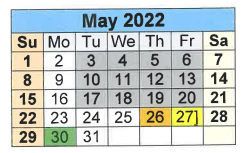District School Academic Calendar for East Primary for May 2022