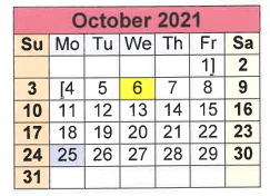 District School Academic Calendar for Purple Sage Elementary for October 2021