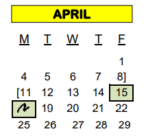 District School Academic Calendar for K C J D C for April 2022