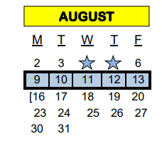 District School Academic Calendar for K C J D C for August 2021
