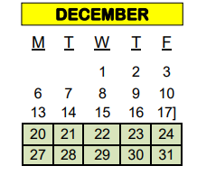 District School Academic Calendar for Tivy H S for December 2021