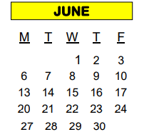 District School Academic Calendar for Fred H Tally Elementary for June 2022