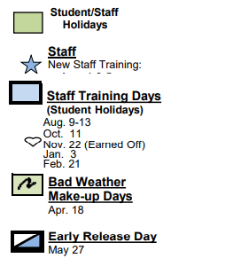 District School Academic Calendar Legend for Starkey El
