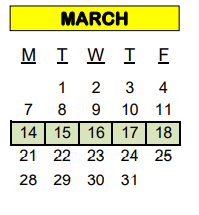 District School Academic Calendar for K C J D C for March 2022
