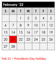 District School Academic Calendar for Elder Coop Alter School for February 2022