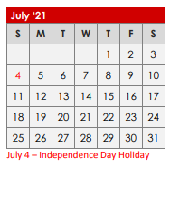 District School Academic Calendar for Chandler Elementary for July 2021