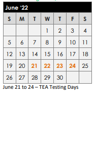 District School Academic Calendar for Kilgore Heights El for June 2022