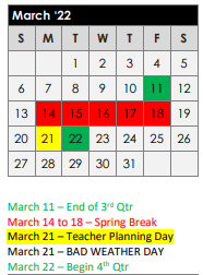 District School Academic Calendar for Chandler Elementary for March 2022