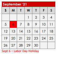 District School Academic Calendar for Kilgore Heights El for September 2021