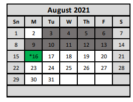 District School Academic Calendar for Pathways Learning Center for August 2021