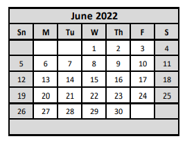 District School Academic Calendar for Fairway Middle School for June 2022