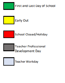 District School Academic Calendar Legend for Pathways Learning Center