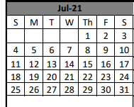 District School Academic Calendar for Kirbyville High School for July 2021