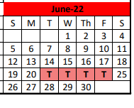 District School Academic Calendar for Kirbyville Junior High for June 2022