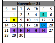 District School Academic Calendar for Kirbyville Elementary for November 2021