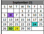 District School Academic Calendar for Kirbyville Elementary for September 2021