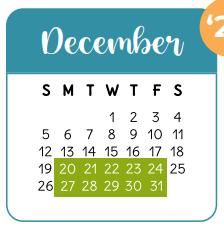 District School Academic Calendar for Nitsch Elementary for December 2021