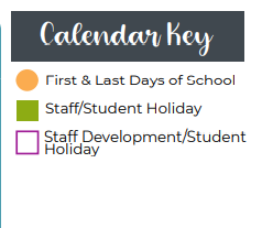 District School Academic Calendar Legend for Klenk Elementary