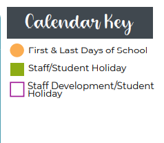 District School Academic Calendar Legend for Wunderlich Intermediate