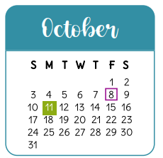 District School Academic Calendar for Wunderlich Intermediate for October 2021