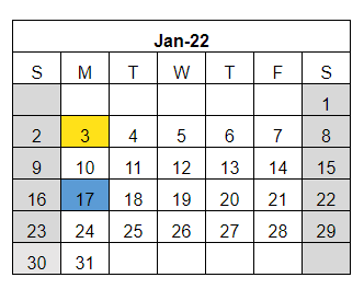 District School Academic Calendar for Hardin Co Alter Ed for January 2022