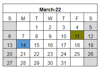 District School Academic Calendar for Kountze El for March 2022