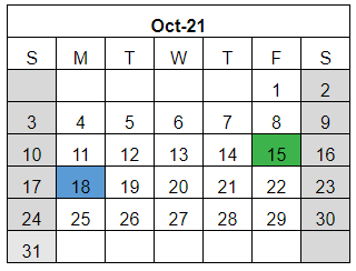 District School Academic Calendar for Kountze Middle for October 2021