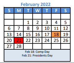 District School Academic Calendar for Krum High School for February 2022