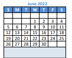 District School Academic Calendar for Dyer Elementary for June 2022