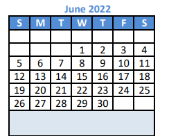 District School Academic Calendar for Denton Co J J A E P for June 2022