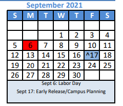 District School Academic Calendar for Krum Middle for September 2021