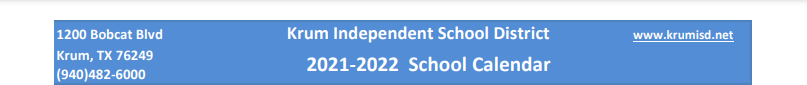 District School Academic Calendar for Krum High School