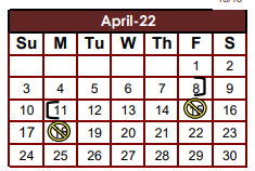 District School Academic Calendar for David G Sanchez Elementary Constru for April 2022