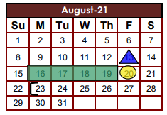 District School Academic Calendar for Sam Houston Elementary for August 2021