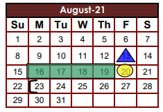 District School Academic Calendar for David G Sanchez Elementary Constru for August 2021