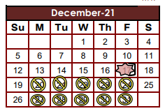 District School Academic Calendar for C E Vail Elementary for December 2021