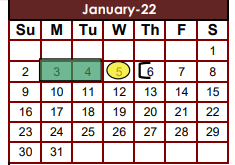 District School Academic Calendar for Cameron County Jjaep for January 2022