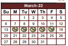 District School Academic Calendar for David G Sanchez Elementary Constru for March 2022