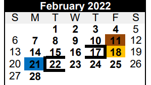 District School Academic Calendar for La Grange Middle for February 2022