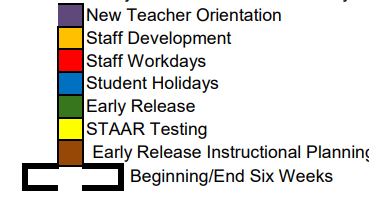 District School Academic Calendar Legend for La Grange H S