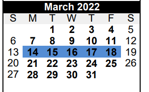 District School Academic Calendar for La Grange Middle for March 2022