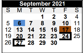 District School Academic Calendar for La Grange H S for September 2021