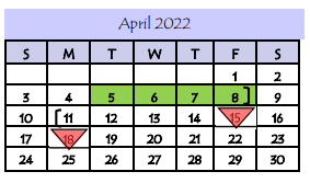 District School Academic Calendar for Diaz-Villarreal Elementary School for April 2022