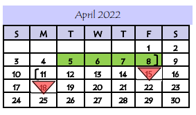 District School Academic Calendar for Cesar Chavez Middle School for April 2022